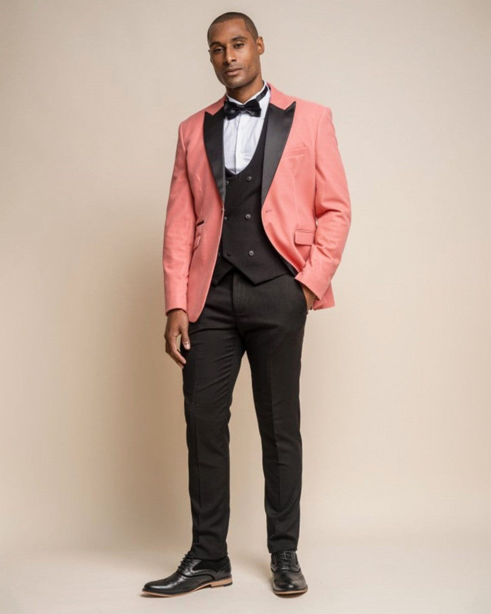 Herren Slim Fit Samt Smoking Blazer - ROSA - Rosa