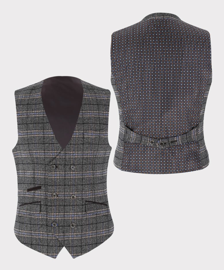 Gilet en Tweed à Motif Check Tailleur pour Homme - Sebastian - Gris