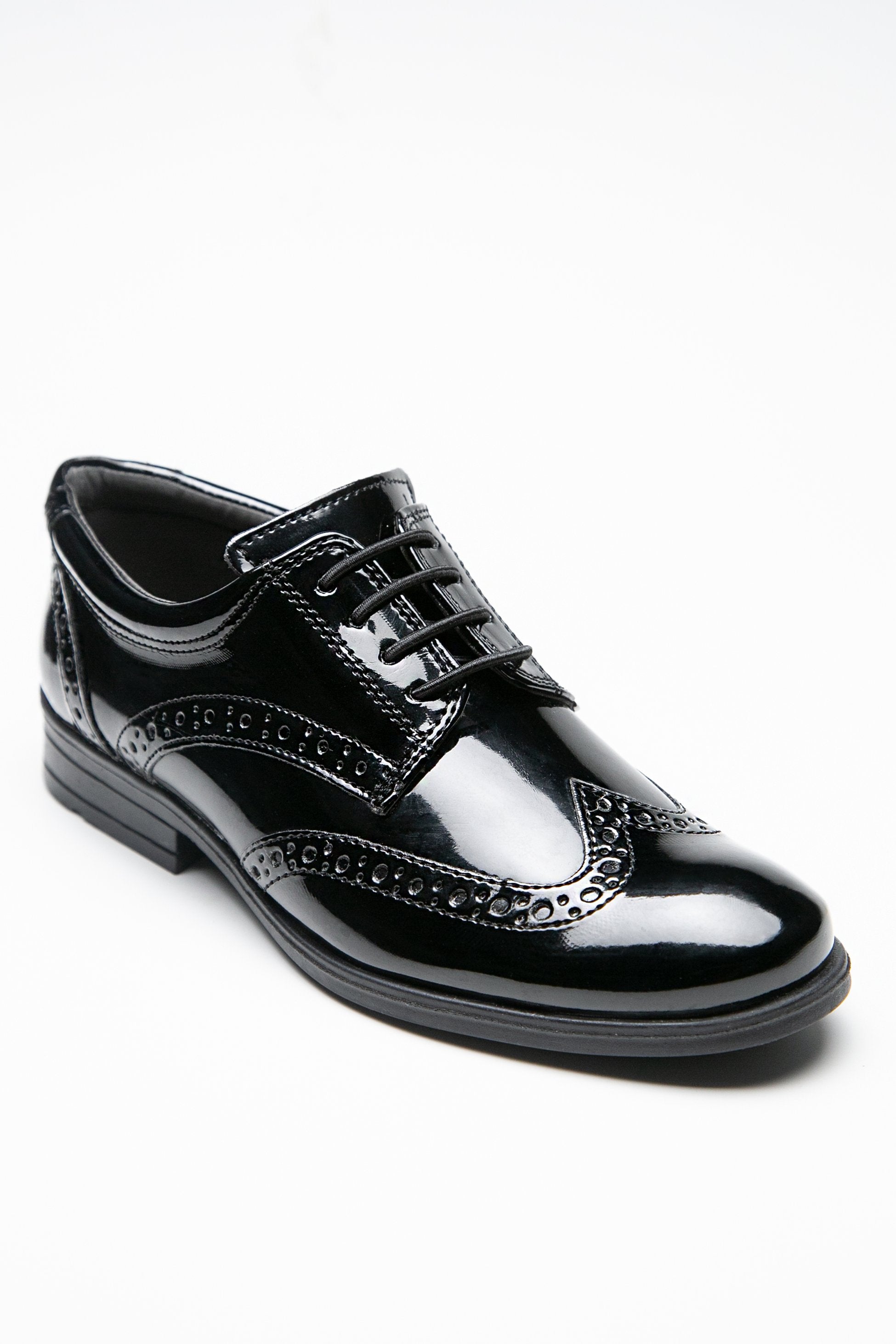 Boys’ Patent Derby Brogue Lace-Up Dress Shoes - Black