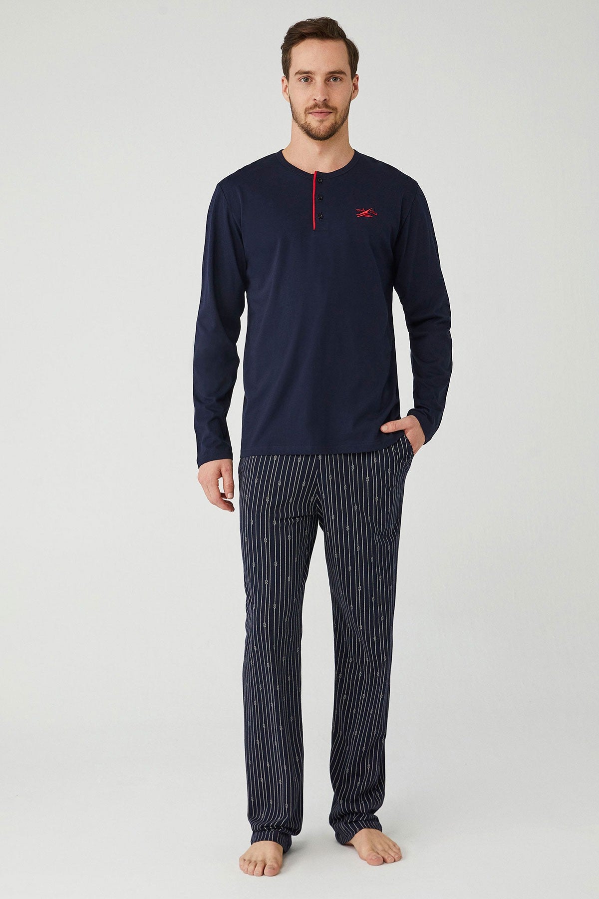 Men Comfortable Pyjama Set - Navy Blue