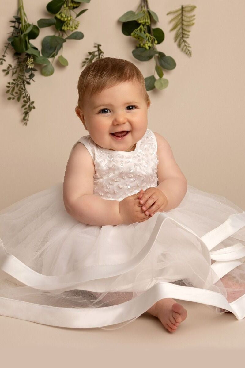 Ivory Sequin and Tulle Dress for Girls and Babies – JORJA - Ivory