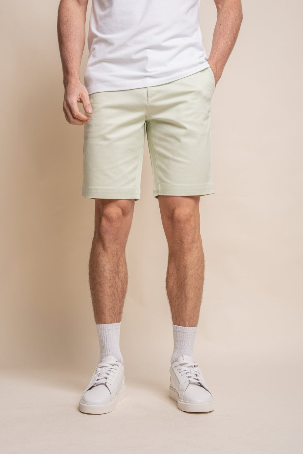 Herren Baumwolle Casual Slim Fit Chino Shorts - DAKOTA - Salbeicreme