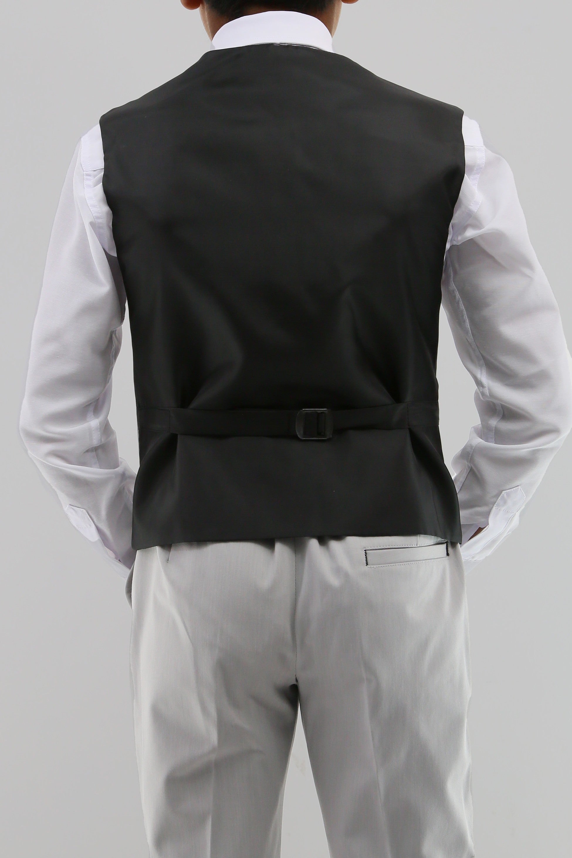 Ensemble de costume pour garçons avec gilet à double boutonnage 6 pièces - Gris Ardoise