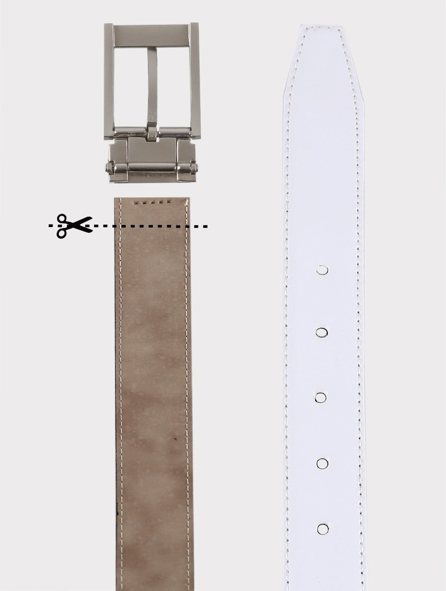 Boys Leather Belt - Shinny - White