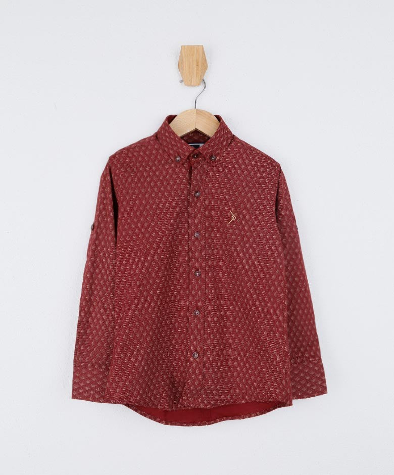 Chemise à Imprimé Slim Fit pour Garçons - Bordeaux