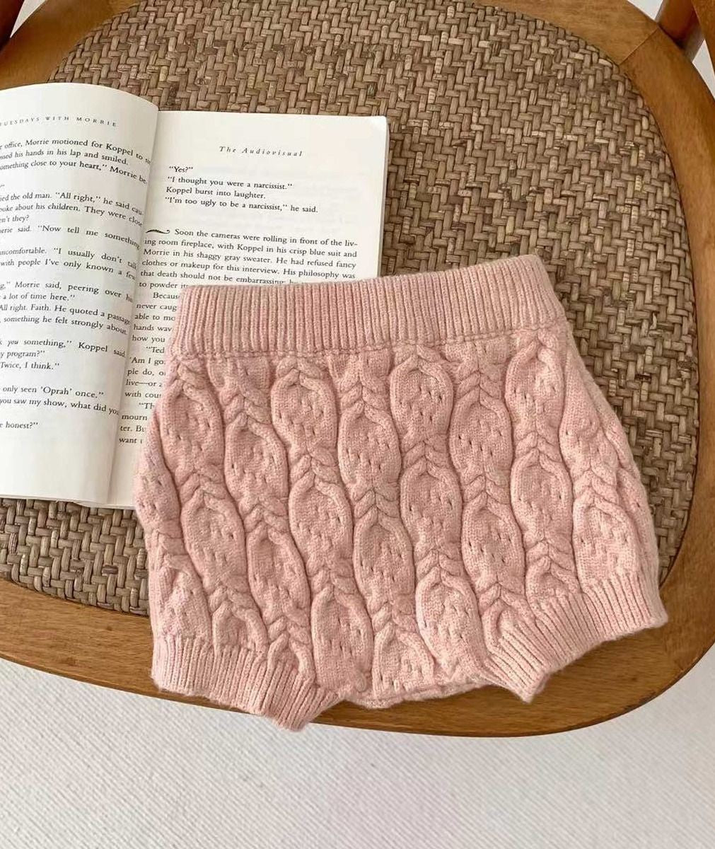 Baby Mädchen Rosa Kabelstrickpullover & Shorts Set - 8483 - Rosa