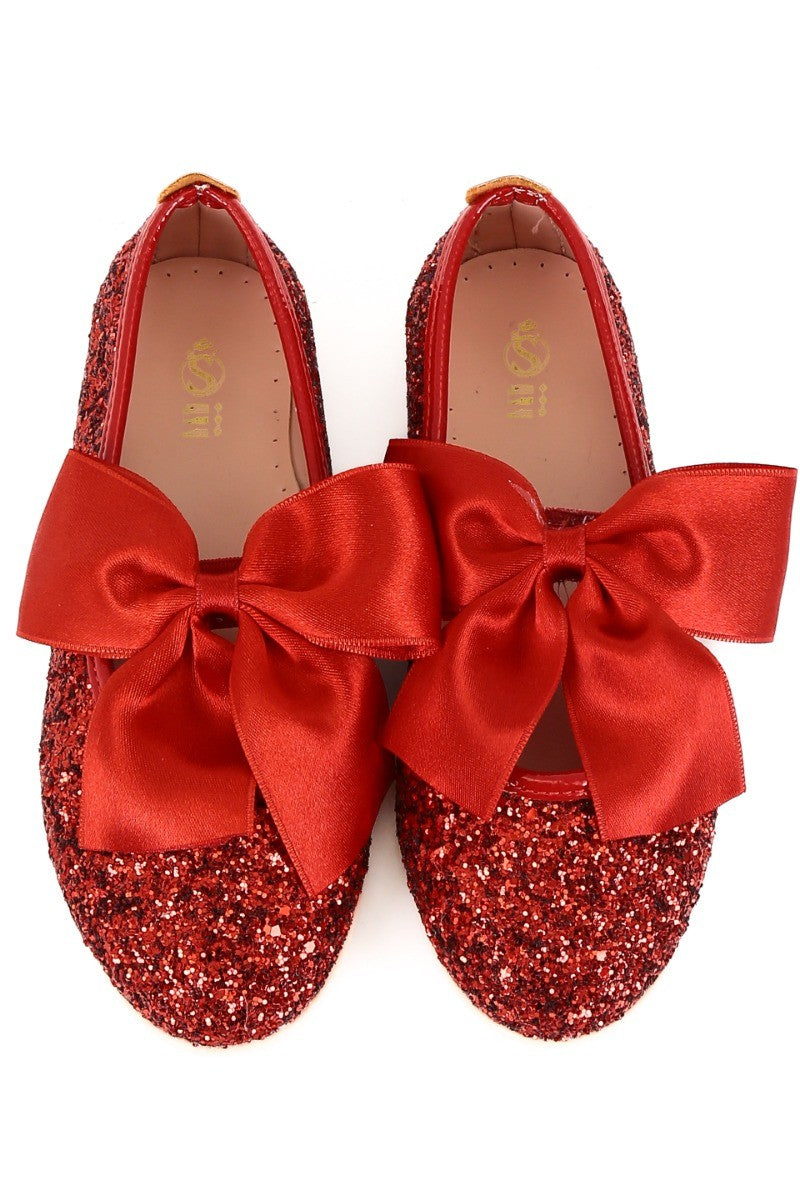 Mädchen Glitzer Ballerina Flache Pumps - LOLA - Rot