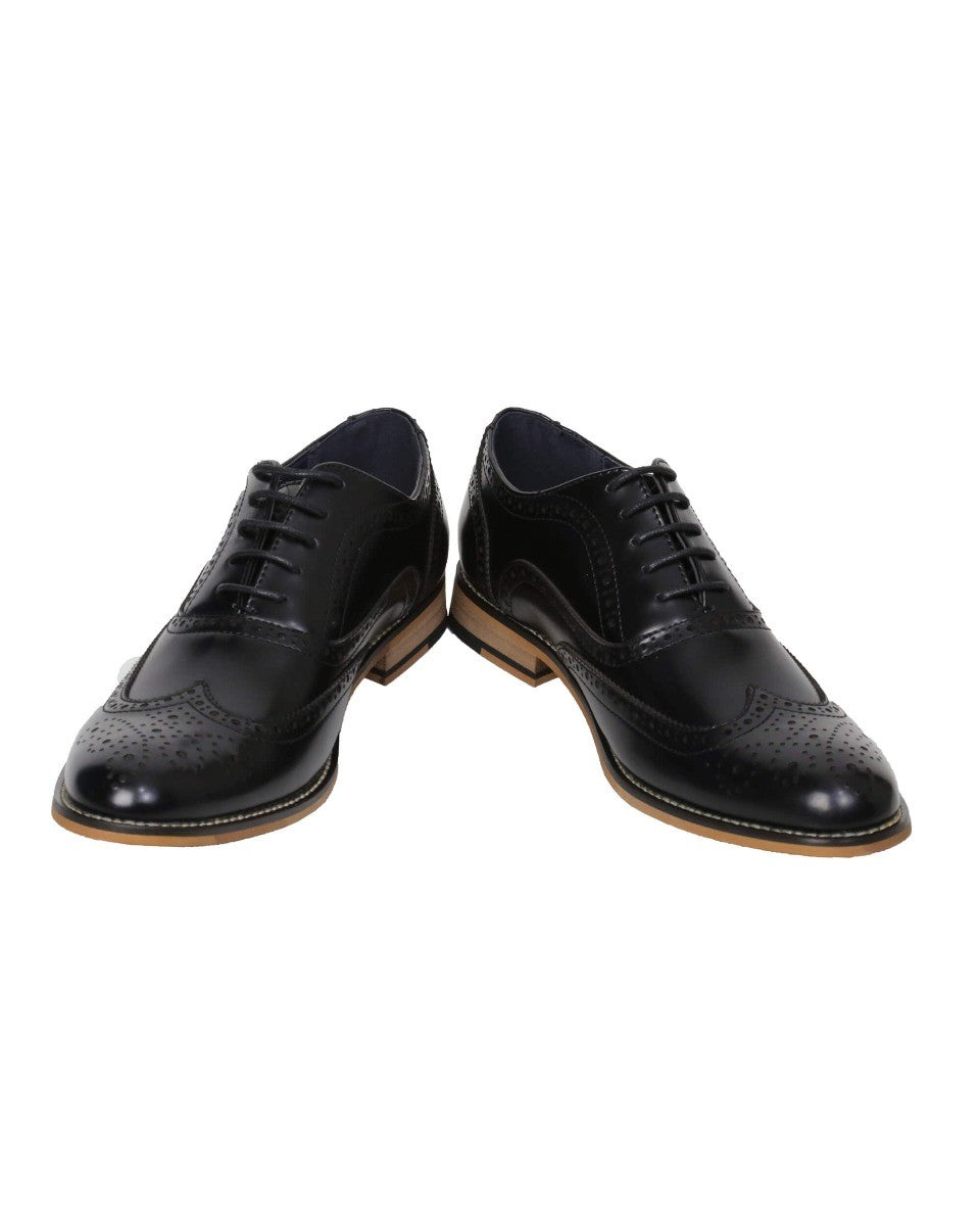 Chaussures brogue en cuir à lacets pour hommes - OXFORD - Noir