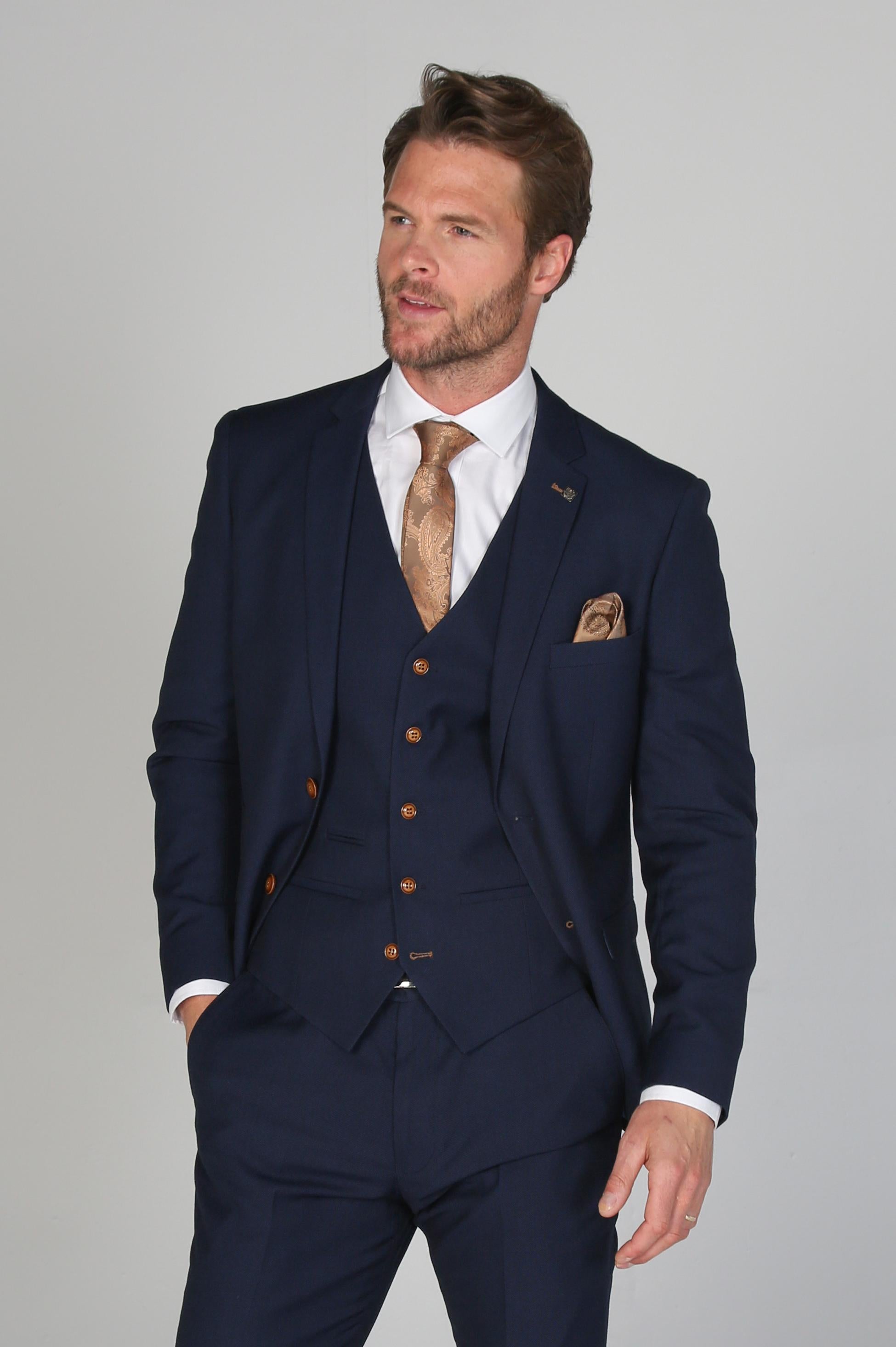 Men's Tailored Fit Formal Suit - MAYFAIR - Navy Blue