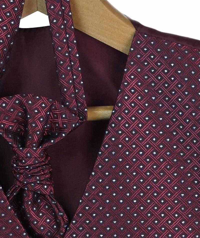 Boys & Men Waistcoat Cravat Hanky Set - Burgundy