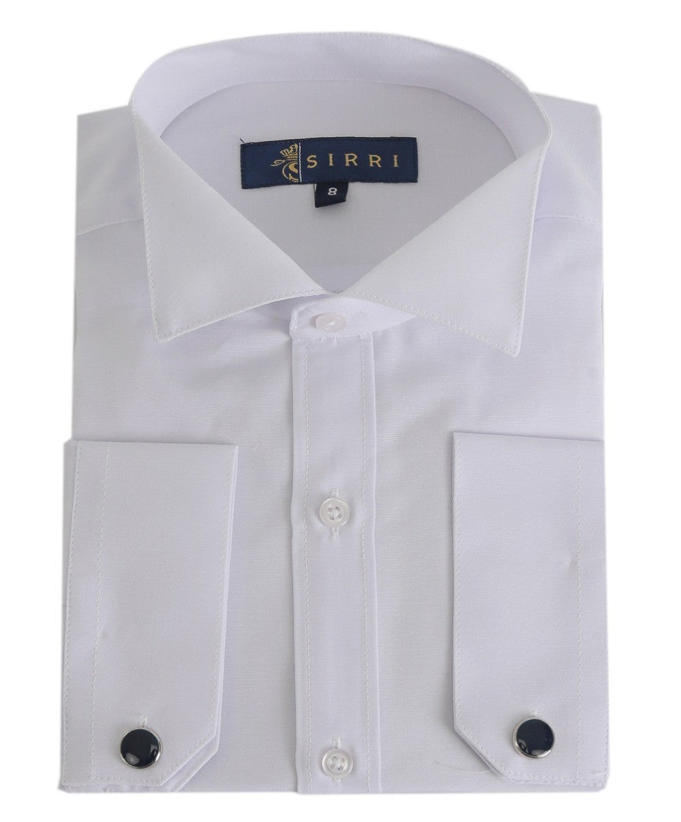 Chemise de Smoking à Col Cassé avec Boutons de Manchette pour Garçons - Blanc