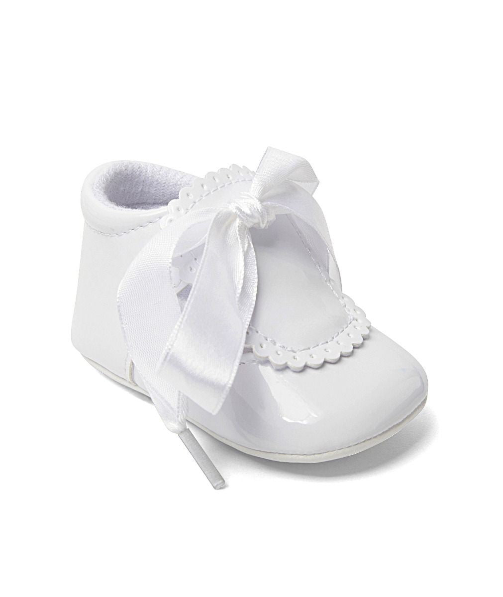 Unisex Baby Patent Shoes with Ribbon - 908 - White