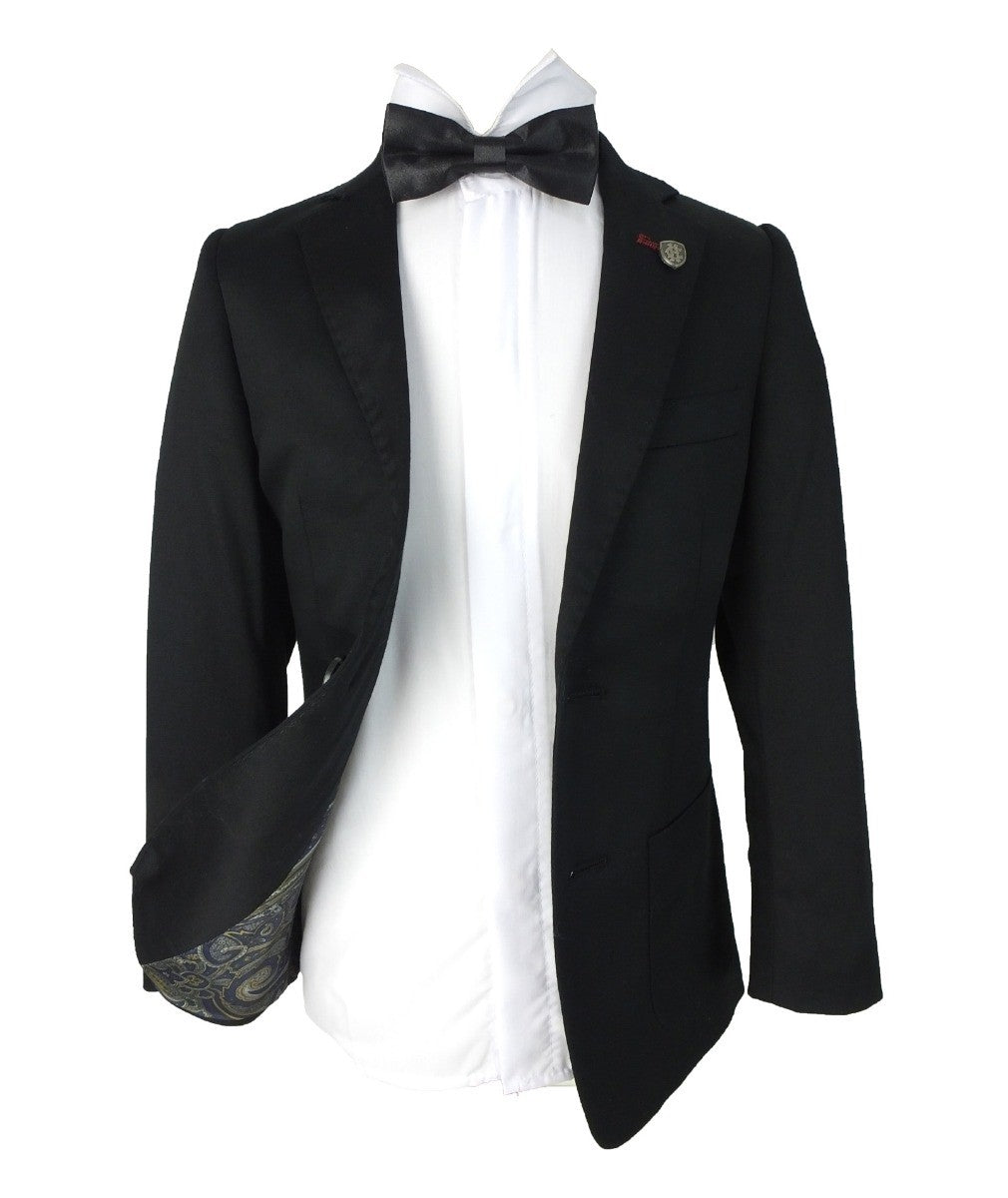 Boys Slim Fit Cotton Blazer - Black