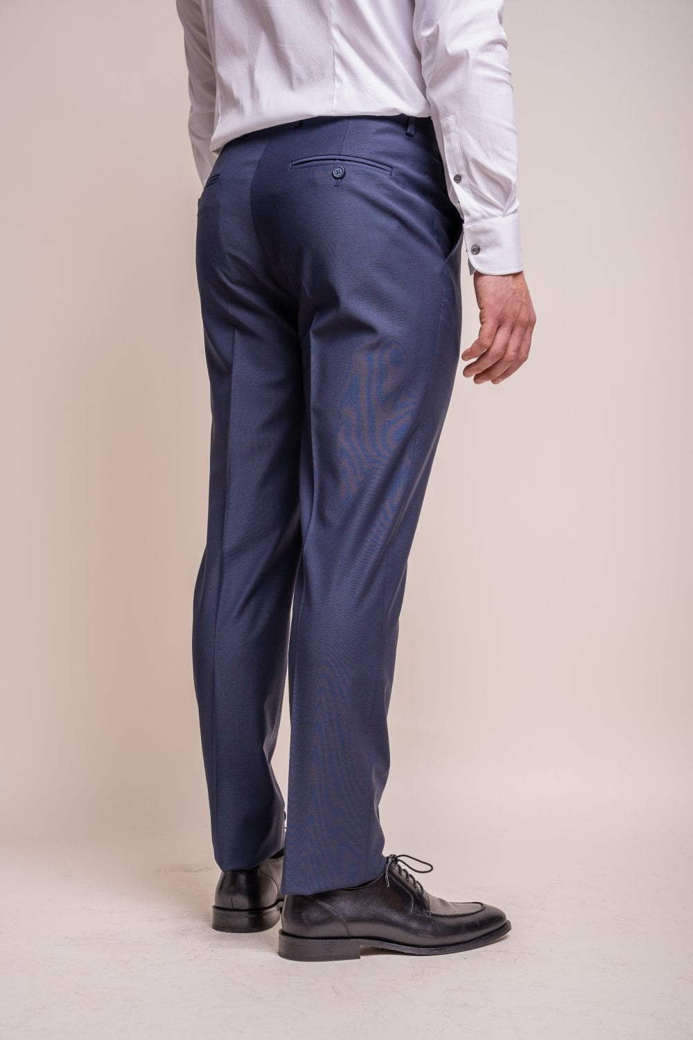 Pantalon en Laine Mélangée Slim Fit pour Homme - BOND - Bleu Marine