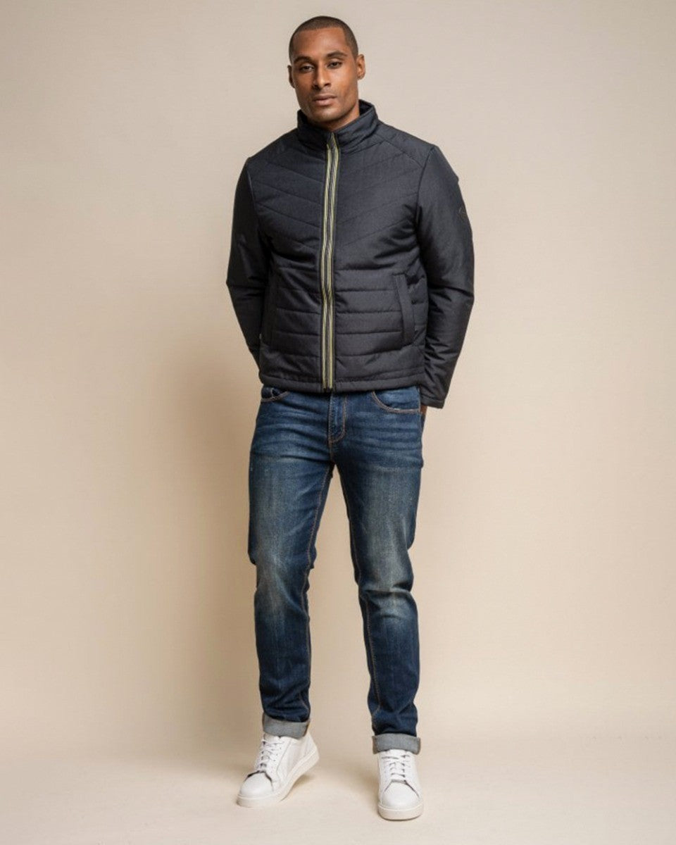 Manteau Puffer Matelassé Midi pour Homme - Keanan - Gris Charbon