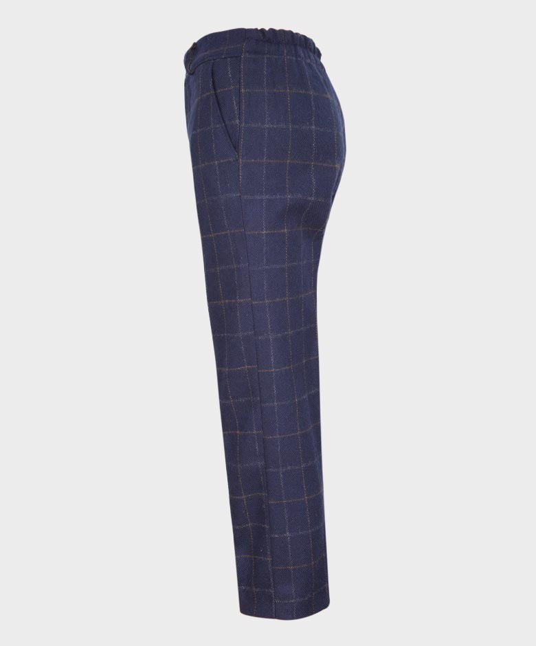 Pantalon à Carreaux Windowpane Bleu Marine pour Garçons - SHELBY - Bleu Marine