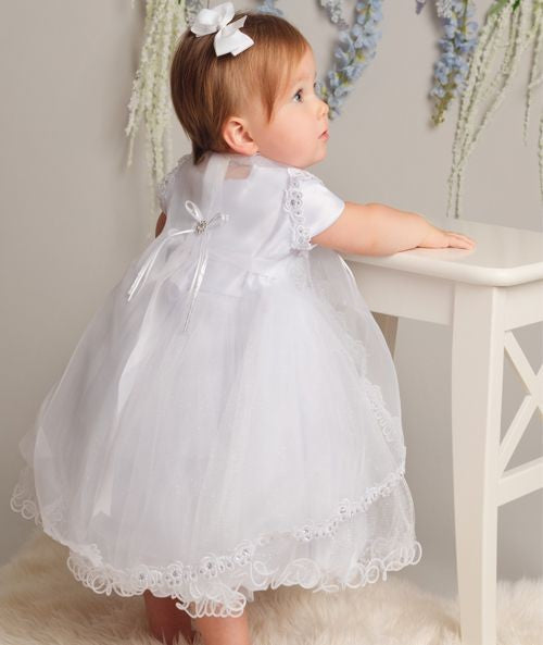 Ensemble Robe de Baptême Étincelante Blanche pour Fillettes - L321 - Blanc