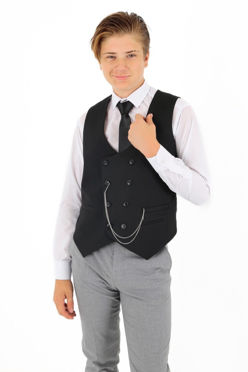 Costume à Carreaux Slim Fit pour Garçons - Gris