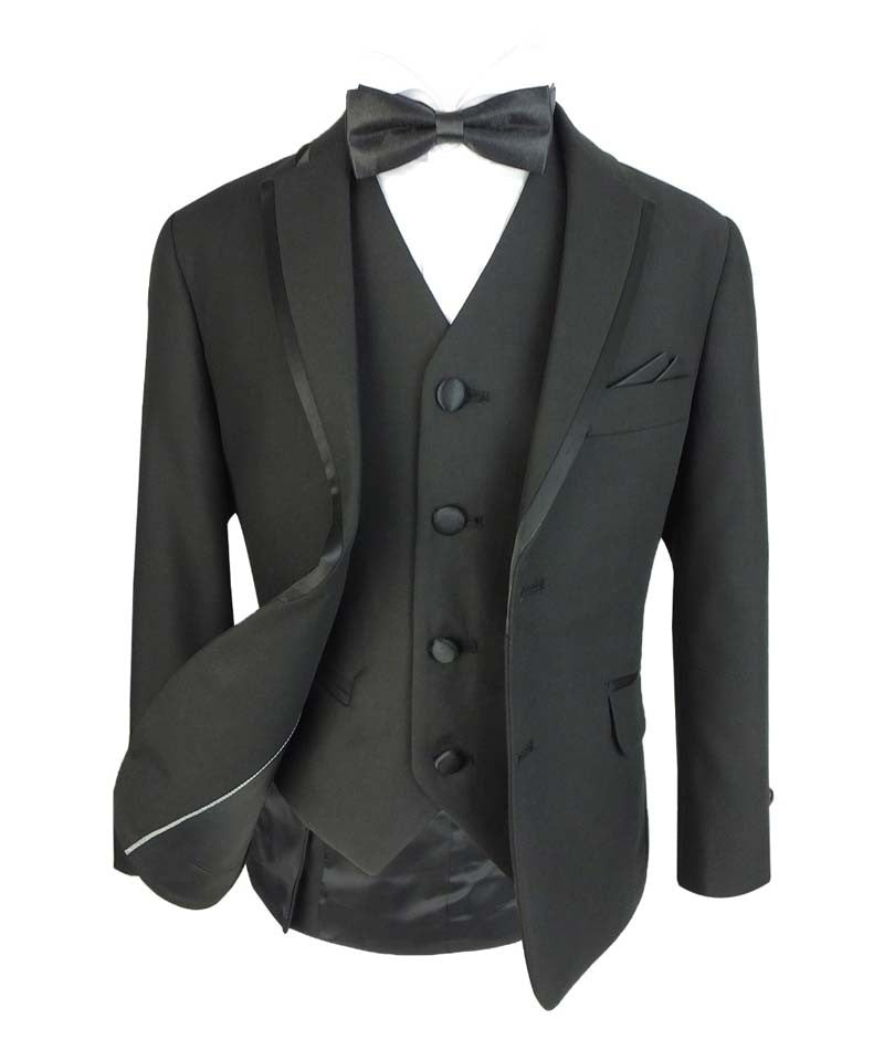 Costume de Smoking à Passepoil Slim Fit pour Garçons - Noir