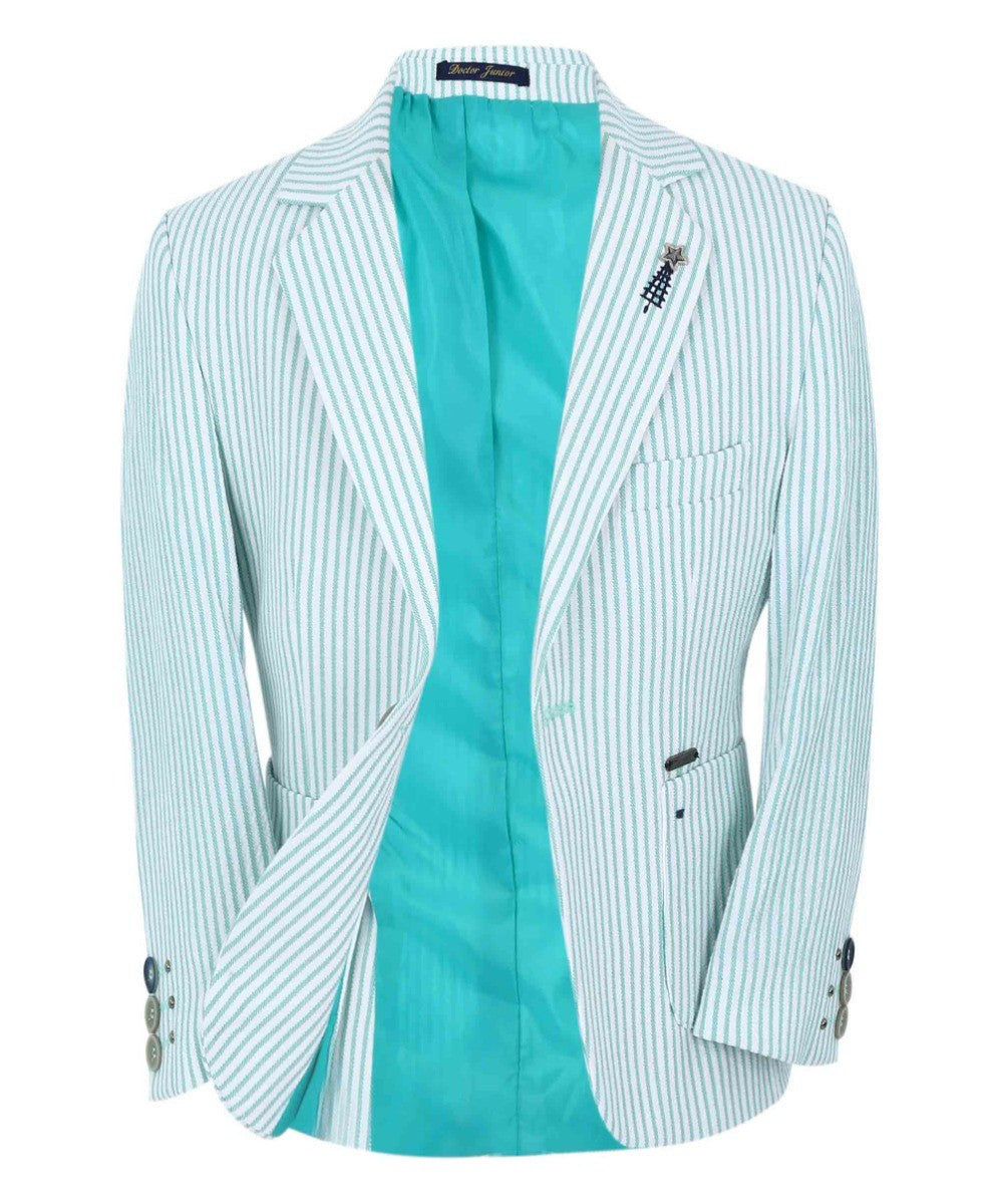 Jungen Slim Fit Nadelstreifen Boating Blazer - Grün