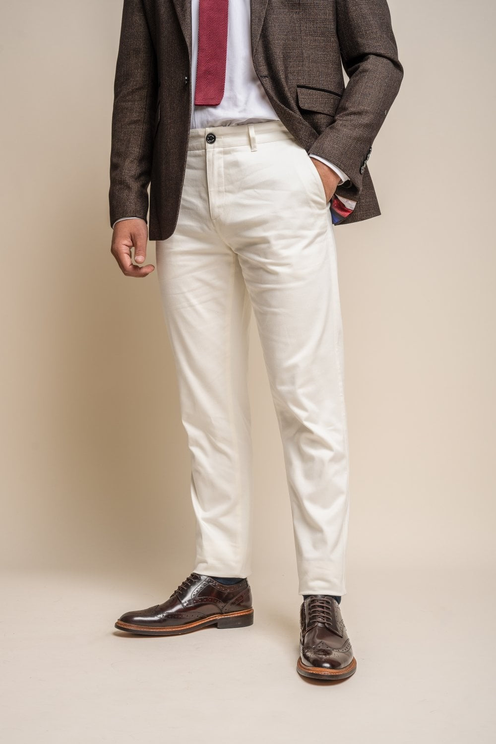 Men's Cotton Chino Trousers - DAKOTA - Ecru