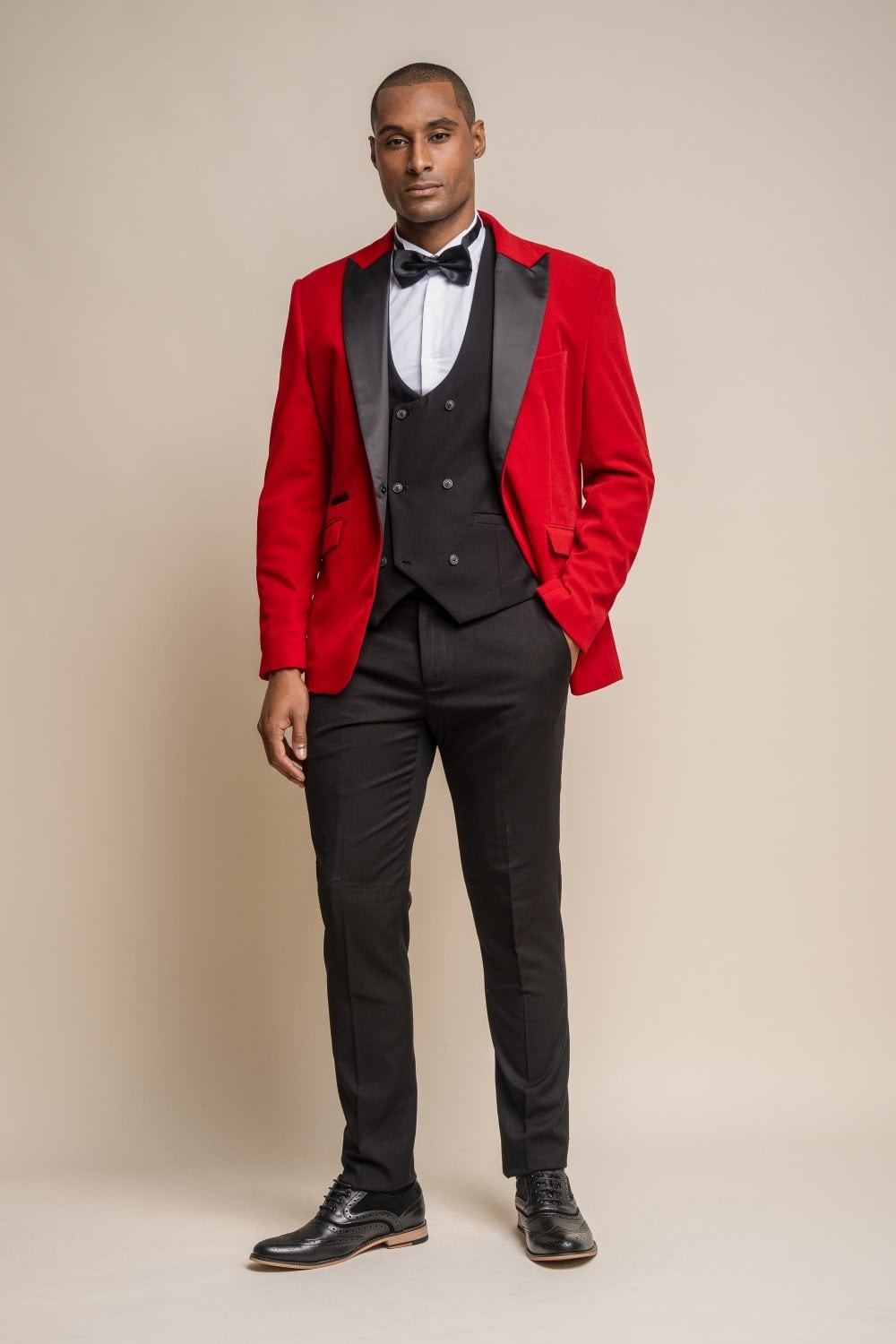 Blazer de Smoking en Velours Slim Fit pour Homme - ROSA - Rouge