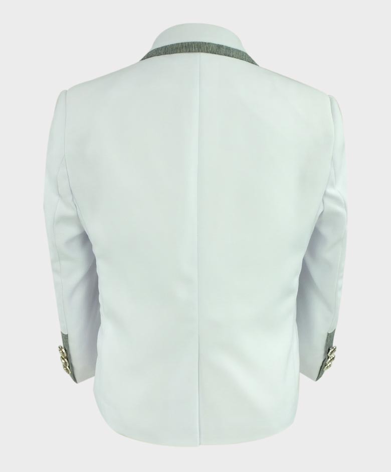 Costume de Communion avec Passepoil Slim Fit pour Garçons - Blanc