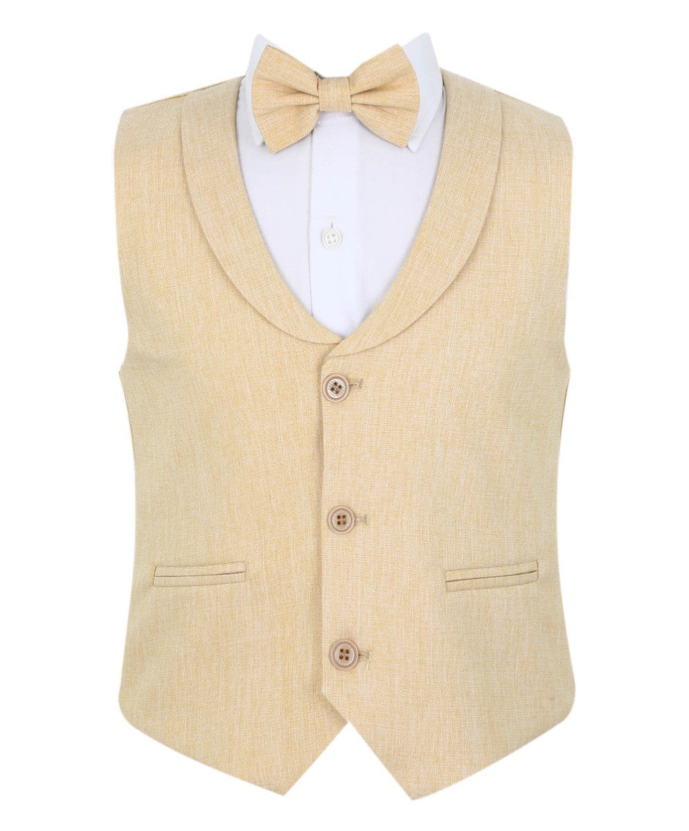 Boys Formal Waistcoat Suit Set - Gold - Beige