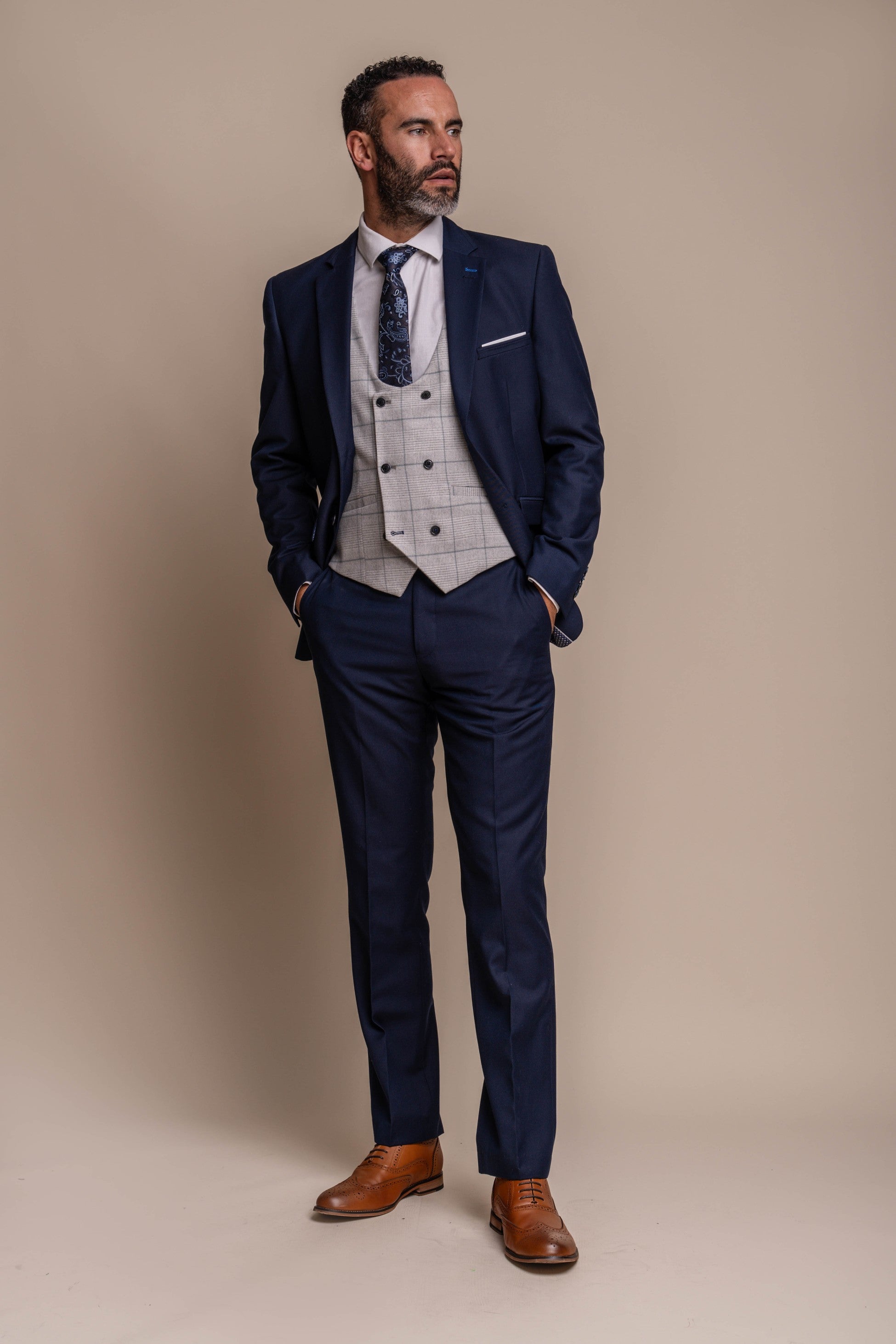 Men's Jefferson Navy Suit with Radika Waistcoat - Combined Set