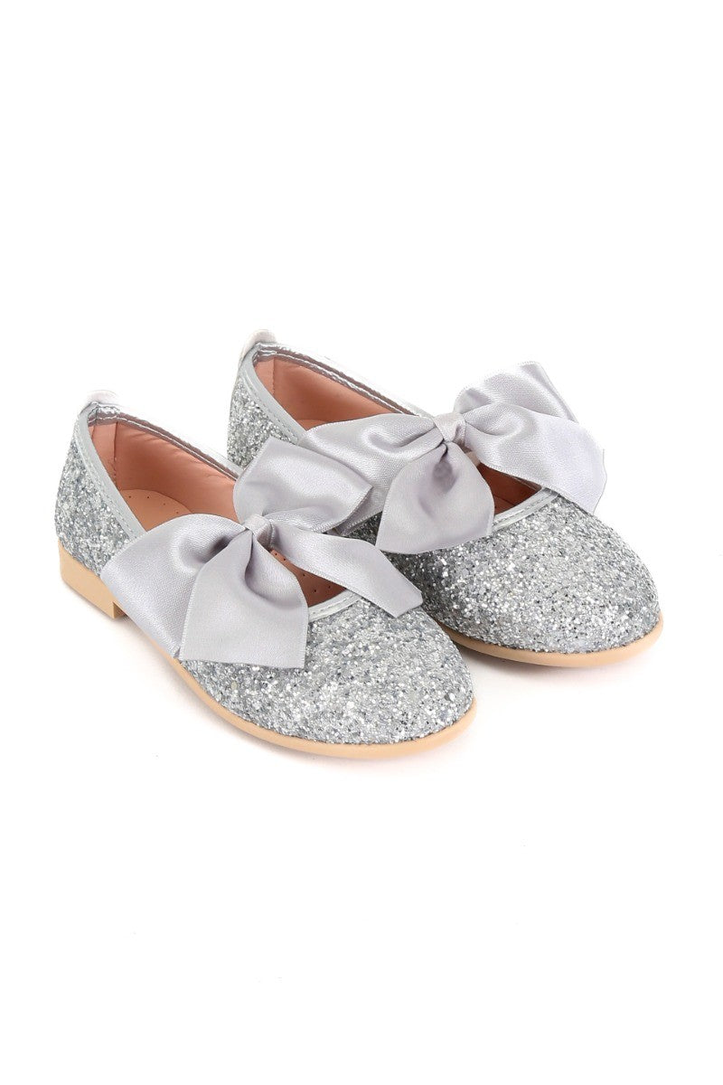 Mädchen Glitzer Ballerina Flache Pumps - LOLA - Silber