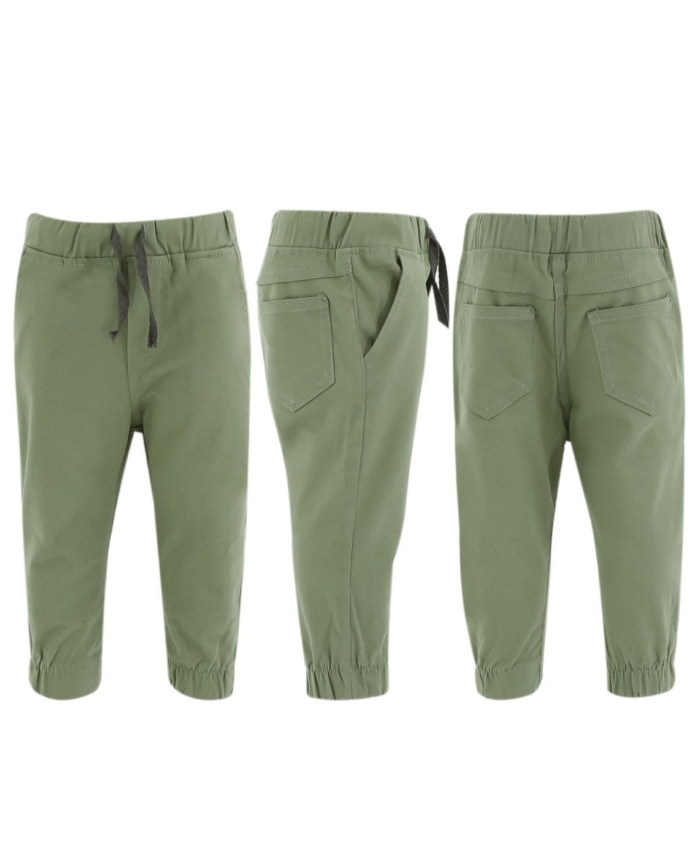 Pantalons Chino en Coton Élastique pour Garçons - ENZO - Vert Sauge