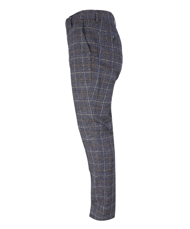 Pantalon ajusté en tartan pour hommes - BONITA - Bleu