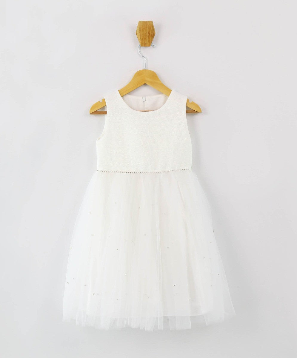 Ensemble Robe Queue-de-Pie pour Filles - Ecru Blanc Cassé