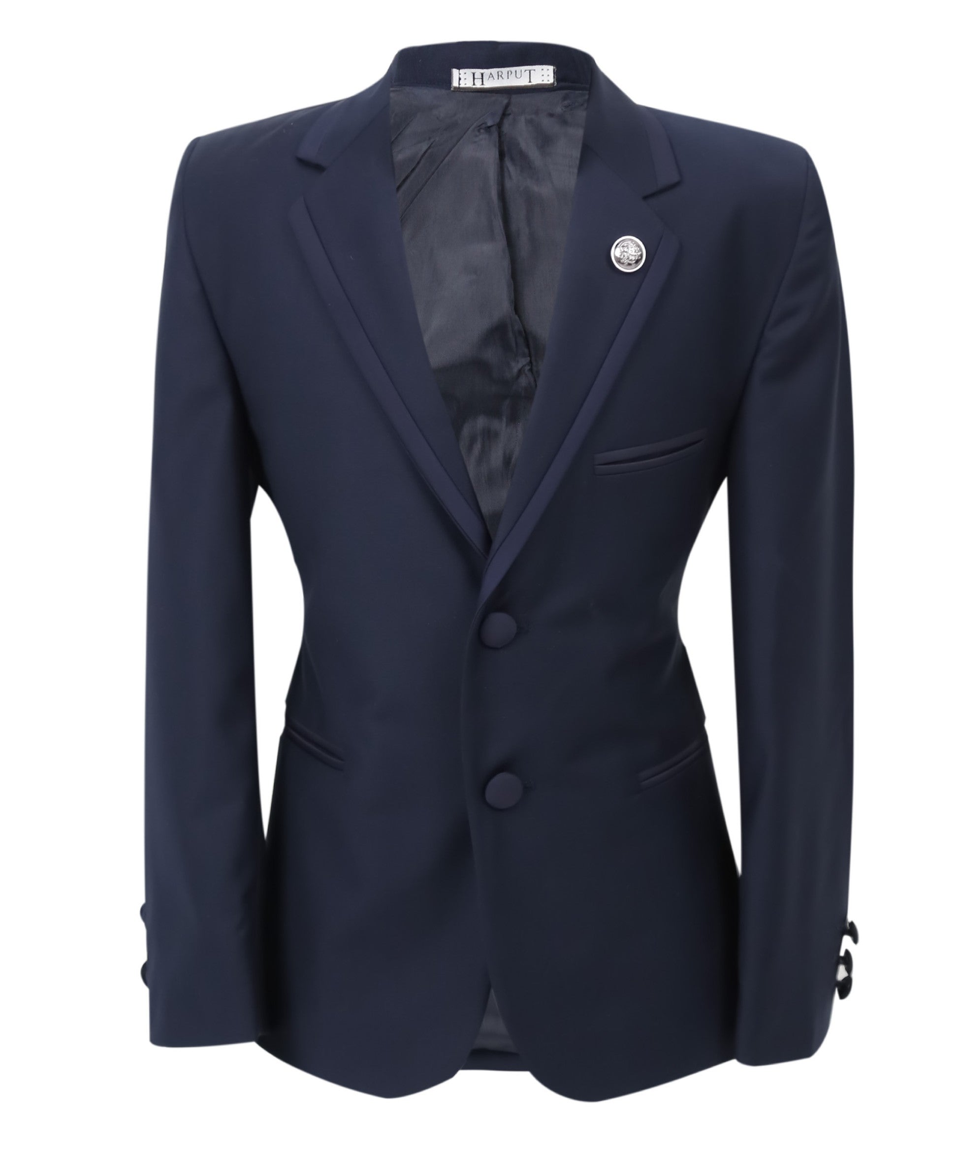 Ensemble Costume de Smoking à Passepoil Slim Fit pour Garçons - Bleu Marine