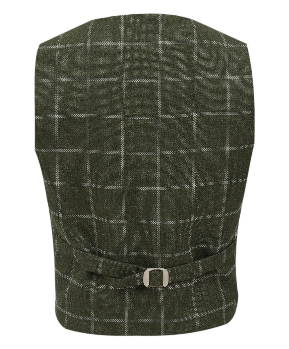 Ensemble Gilet en Tweed à Carreaux pour Garçons - Vert Sauge