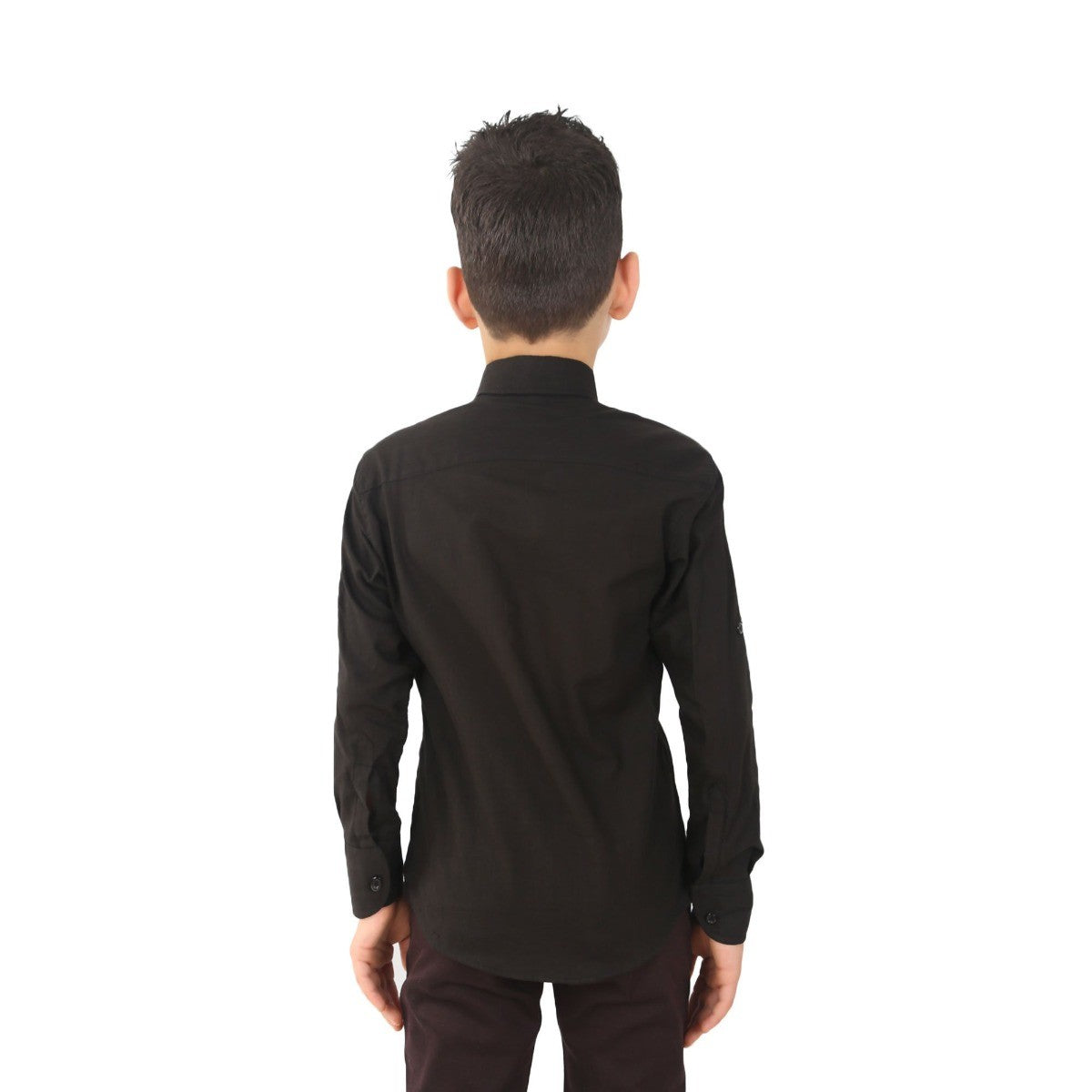 Chemise en Lin à Manches Relevées pour Garçons - Noir