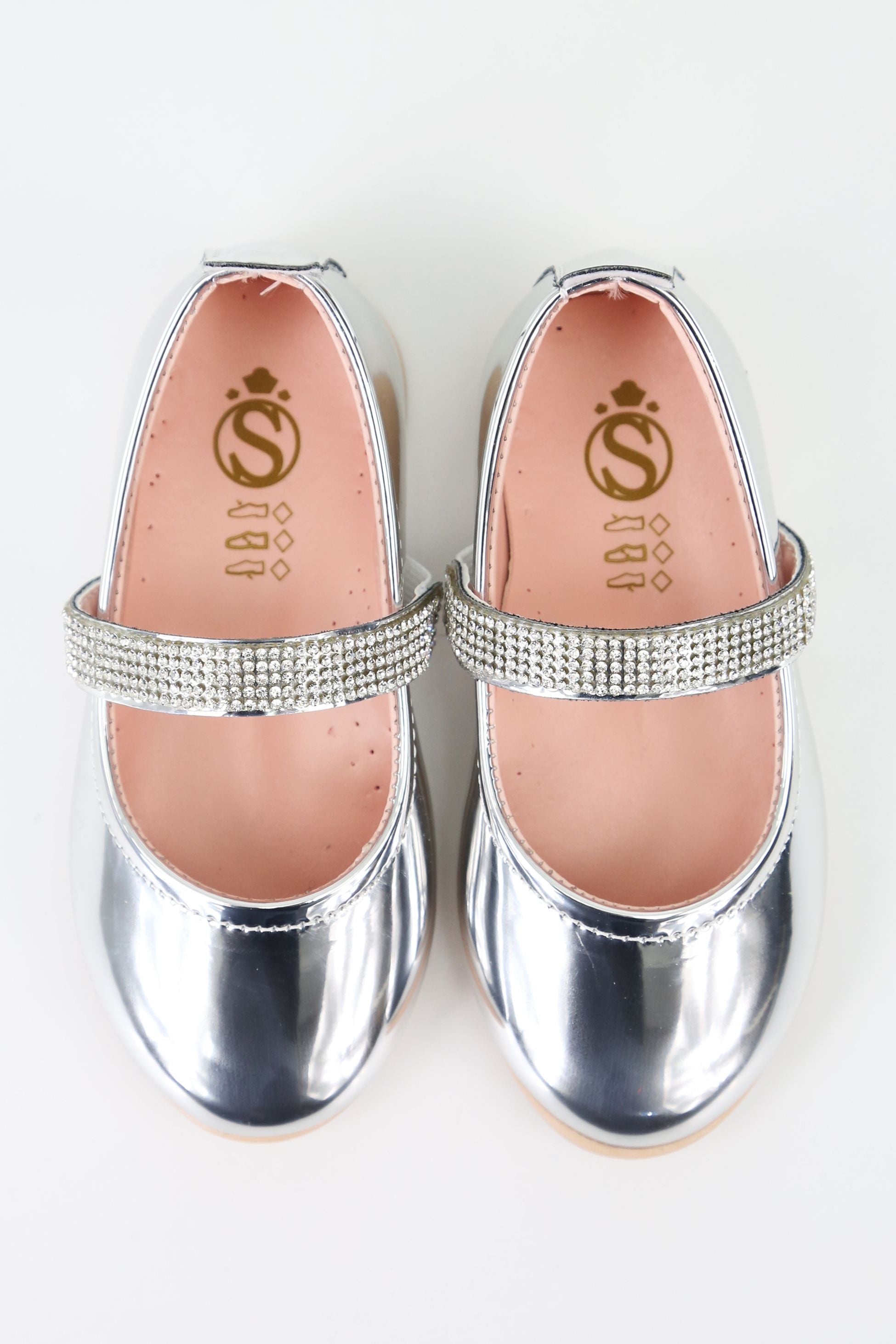 Mädchen Strass Lack Mary Jane Schuhe - ARWEN - Silber