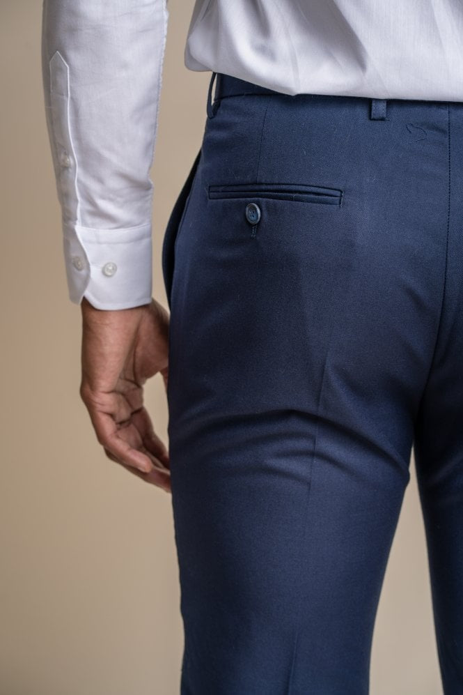 Men's Navy Blue Trousers Slim Fit - JEFFERSON - Navy Blue