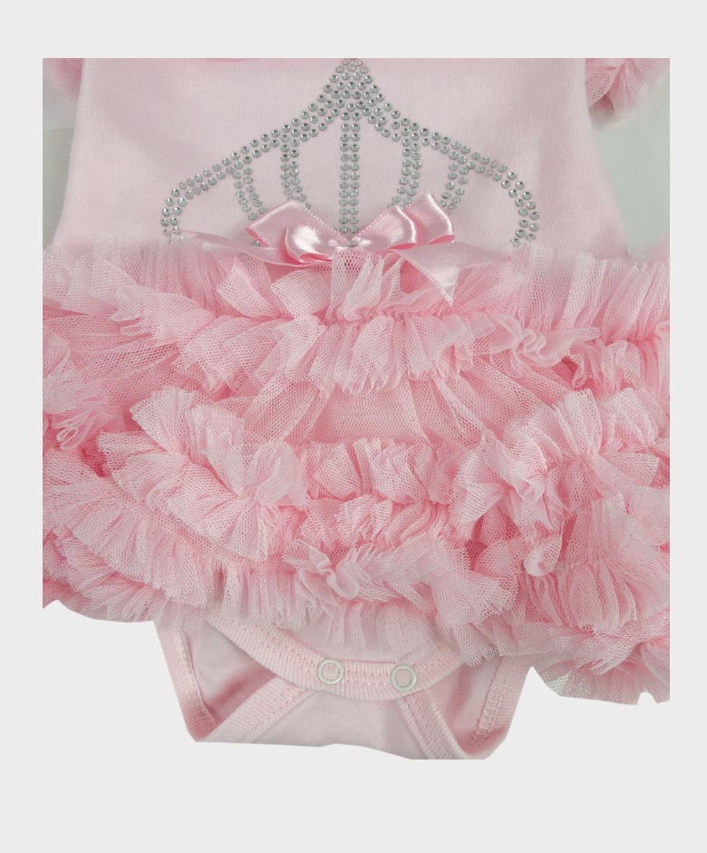 Baby Mädchen Tüll Baumwoll Tutu Bodysuit - Pink