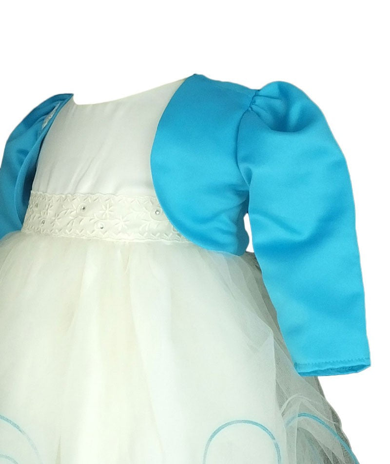 Robe de Baptême Mariée avec Boléro Papillon pour Filles - Ivoire - Bleu