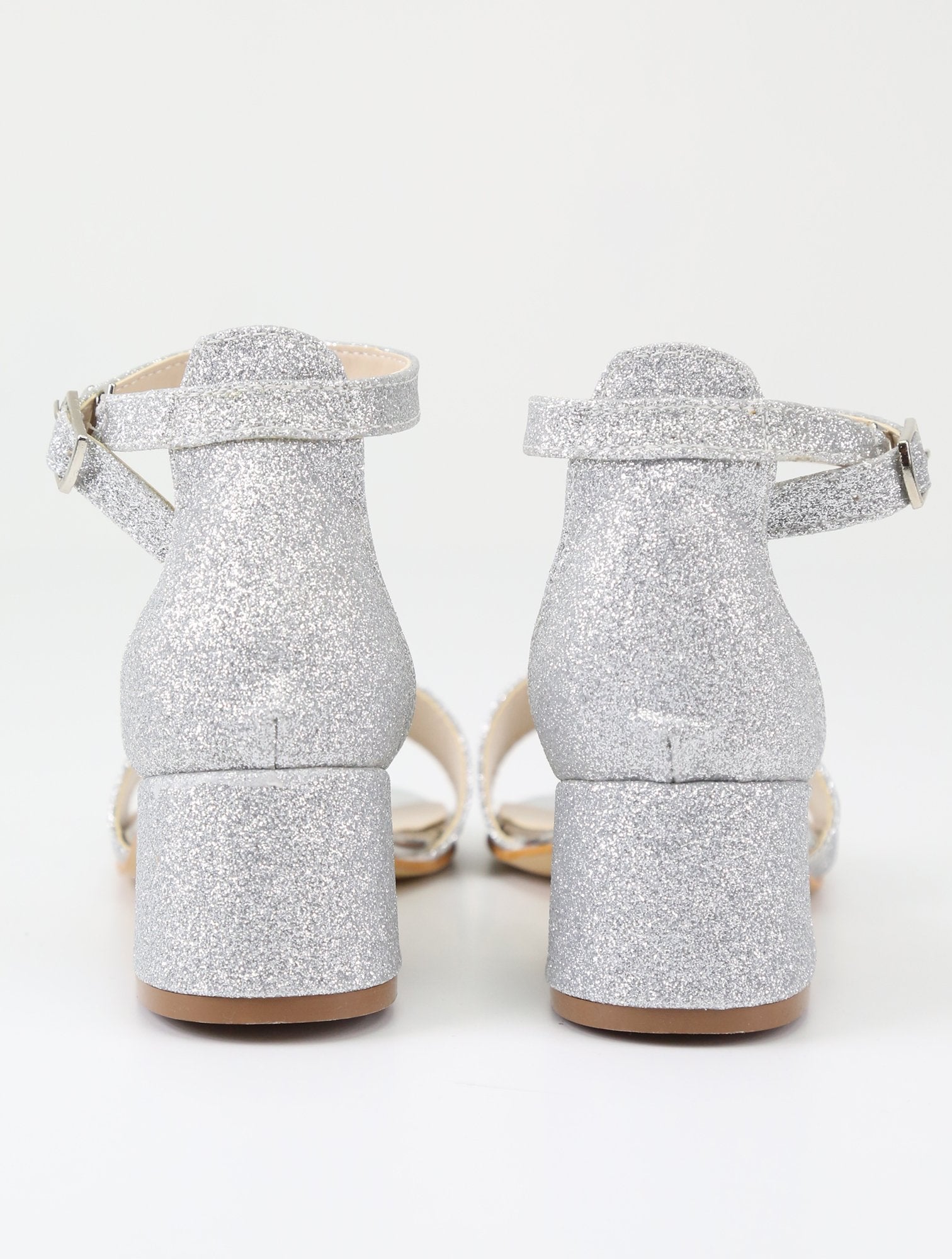 Sandales à Bloc Talon avec Bride à la Cheville pour Filles - SPARKLE - Argent