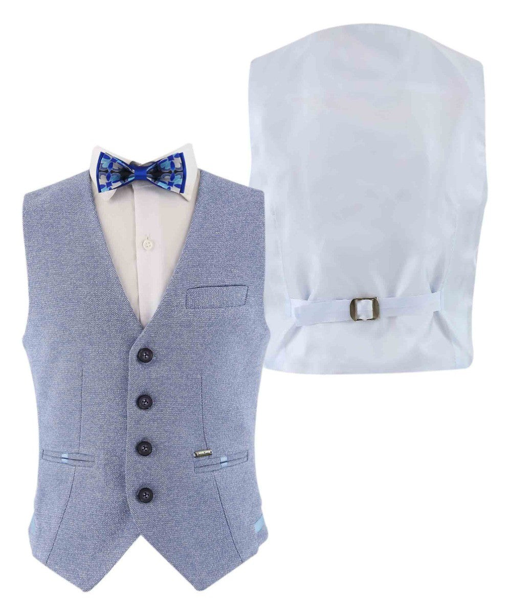 Jungen Baumwoll Slim Fit Blazer und Westen-Set - Frank - Blau