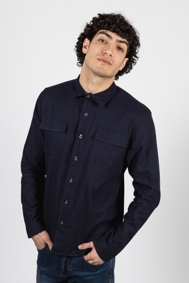 Men's Cotton Oversize Casual Shirt - KEMPMAN - Navy Blue