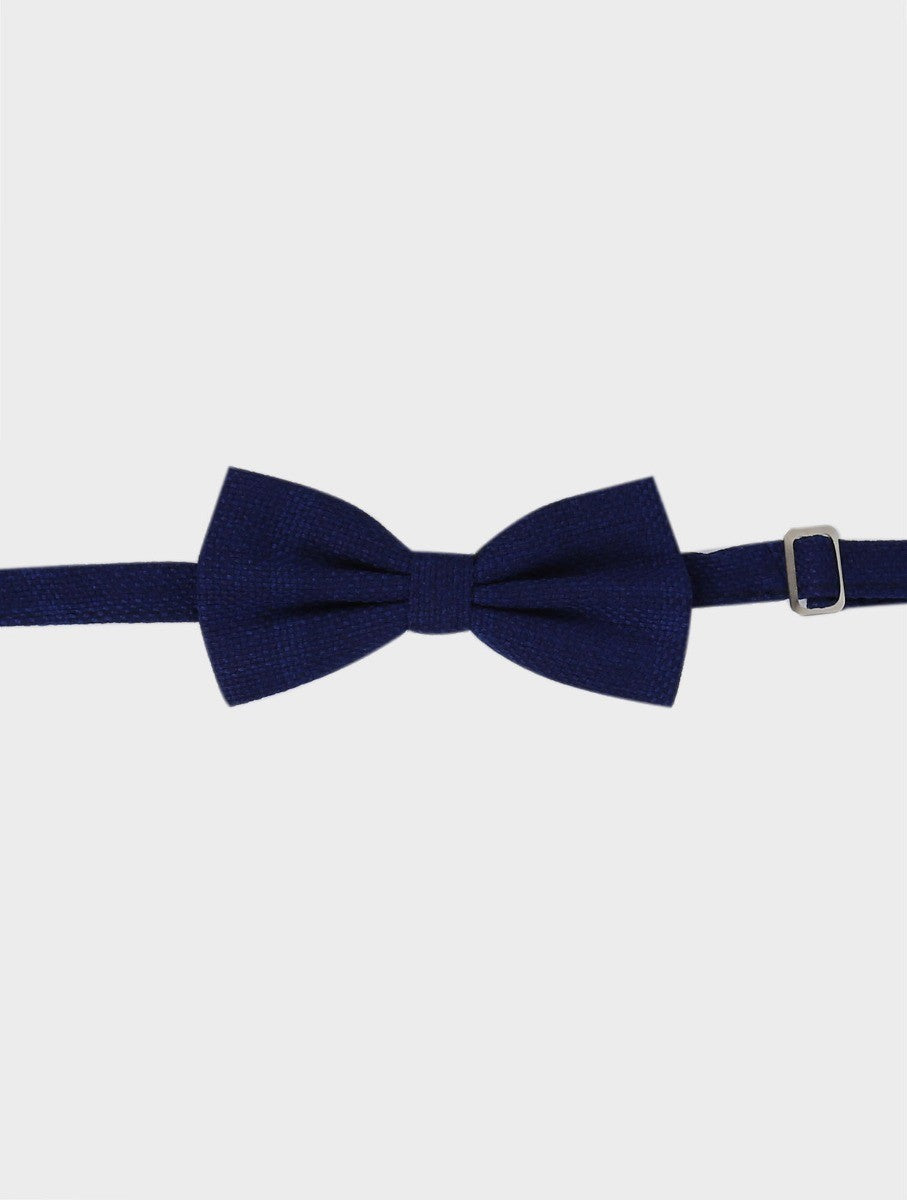 Boys & Men's Tweed Windowpane Check Bow Tie Set - Navy Blue