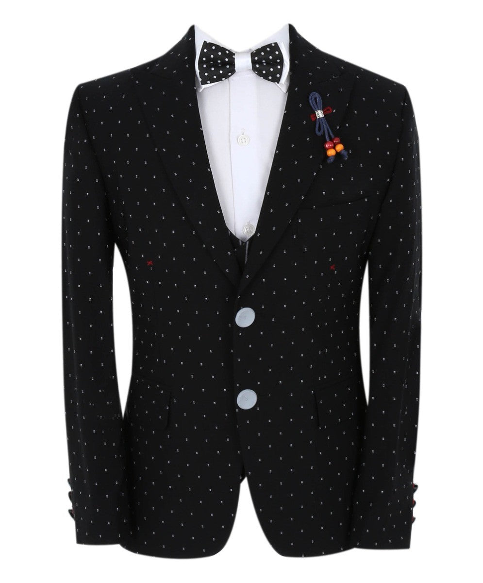 Costume à Pois Slim Fit Noir pour Garçons - Avagadro - Noir