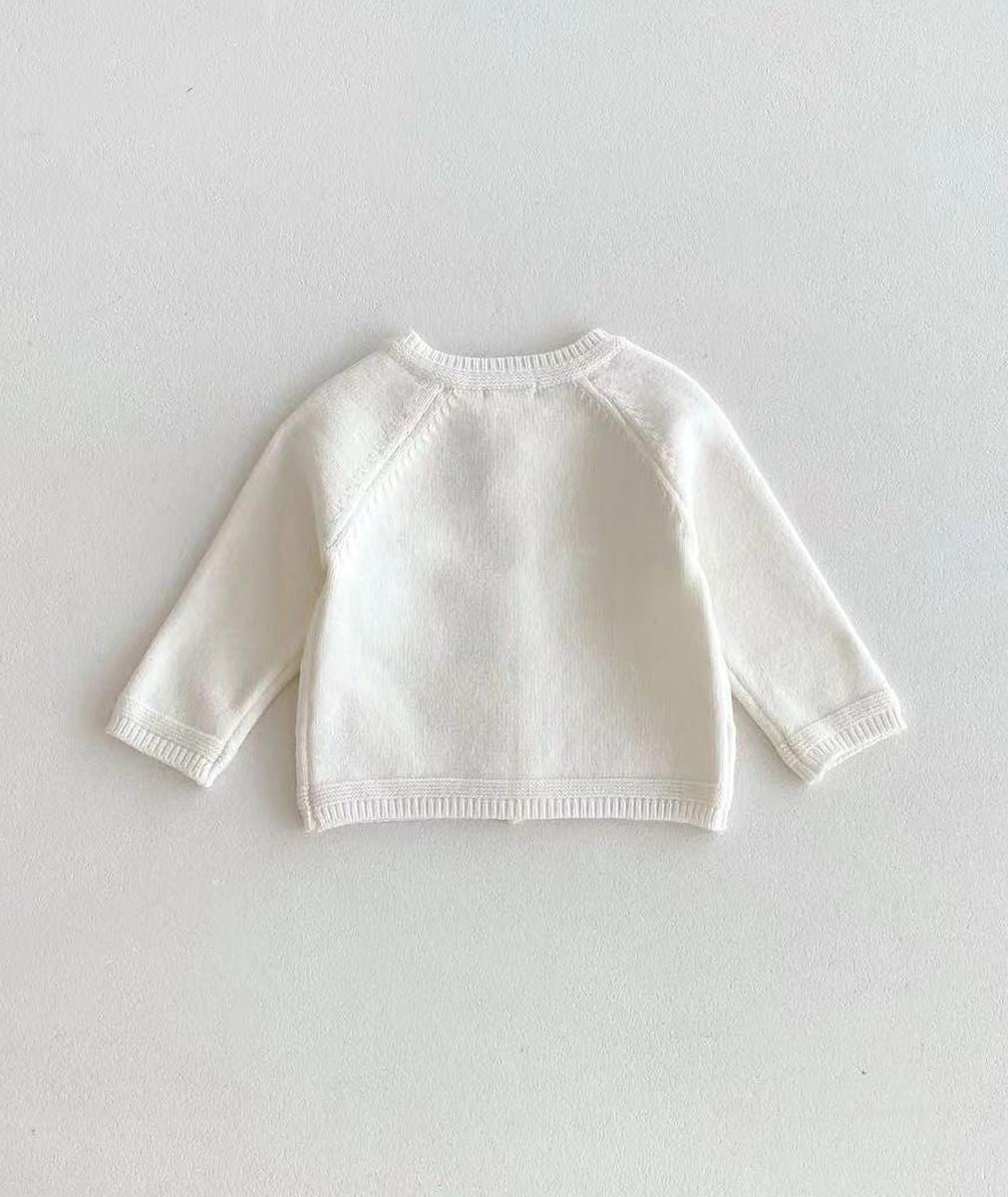 Cardigan vintage en tricot ivoire pour bébés filles - 2405 - Ivoire