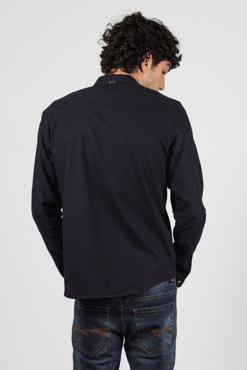 Chemise décontractée oversize en coton pour hommes - KEMPMAN - Bleu Marine