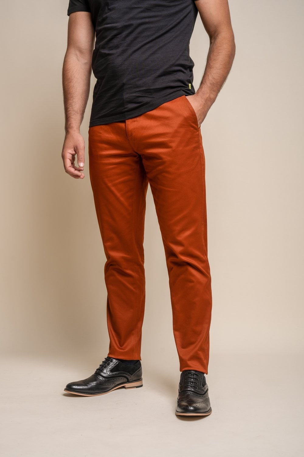 Pantalons chino en coton pour hommes - DAKOTA - Brique