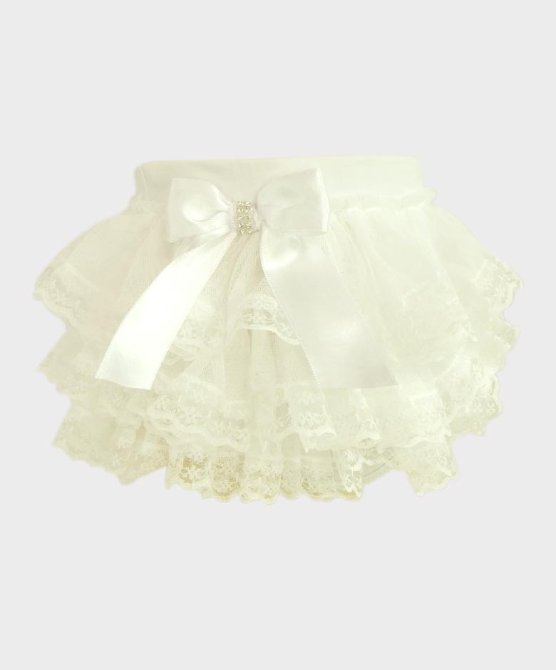 Baby Girls Ruffled Lace  bloomers - White