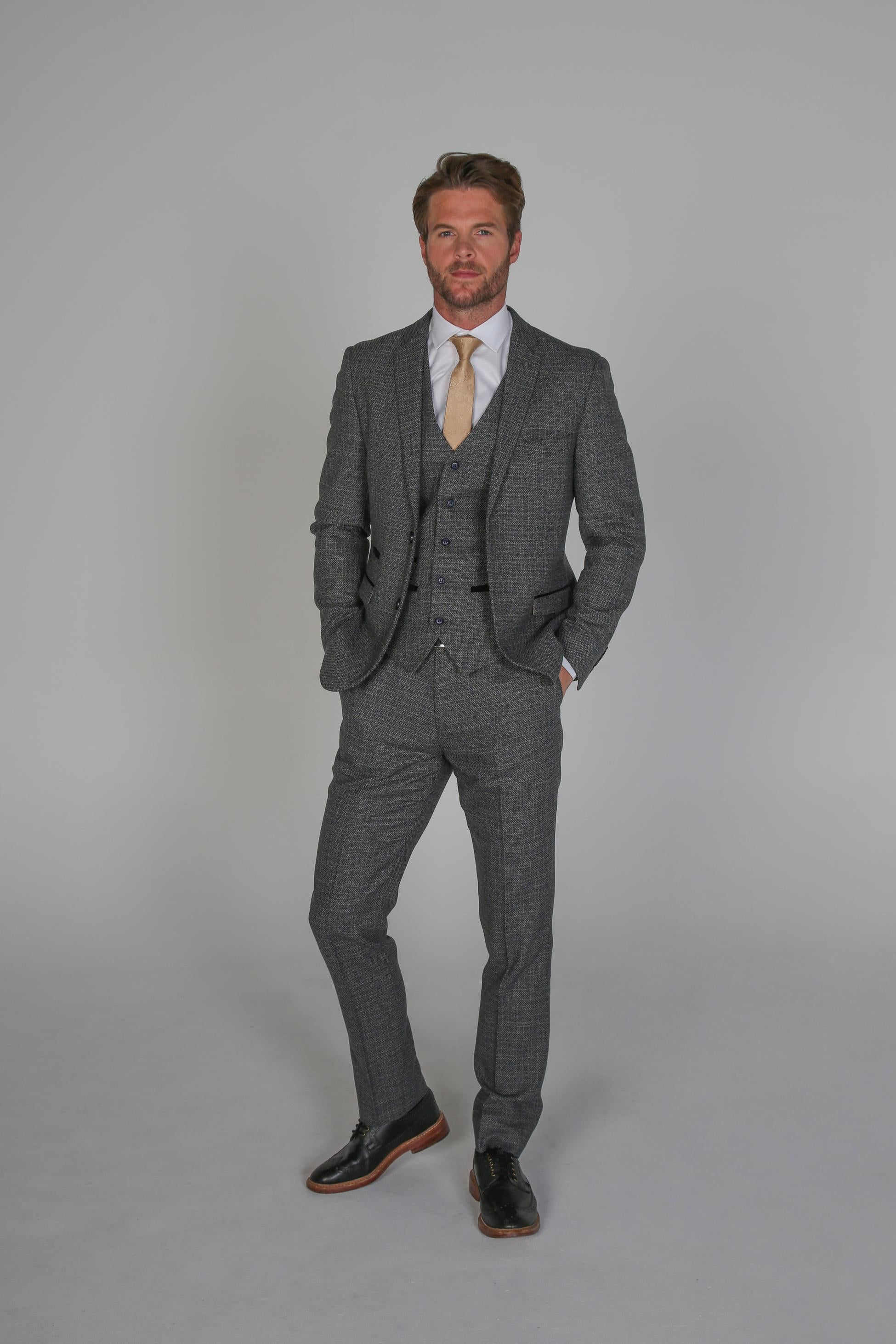 Costume Formel Style Tweed Tailored Fit pour Homme - RALPH - Gris